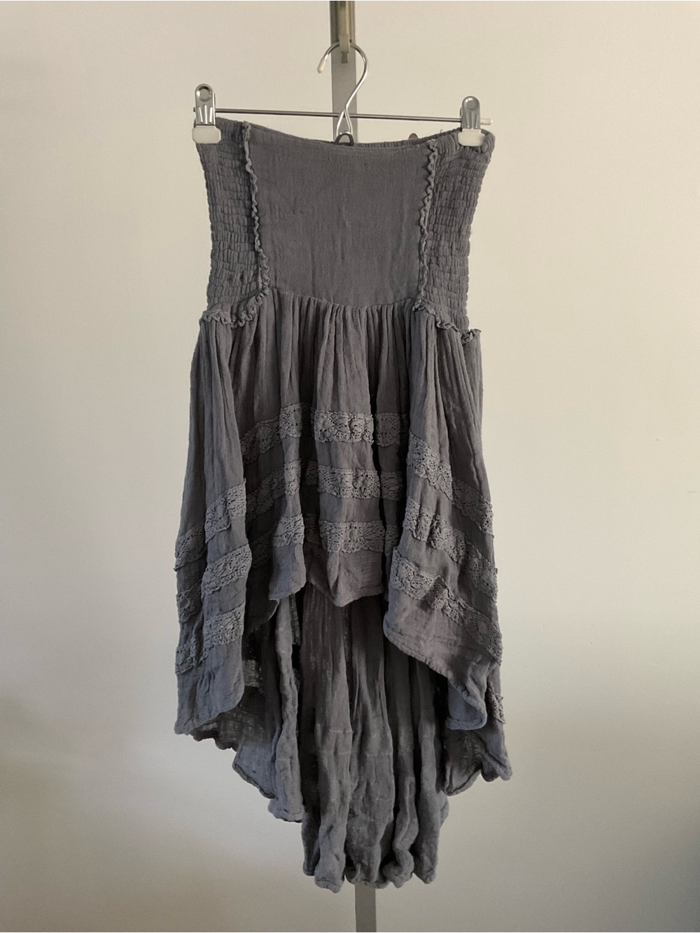 Jen's Pirate Booty Gray Layered Asymmetrical Gauze skirt and crop top - Picture 4 of 12